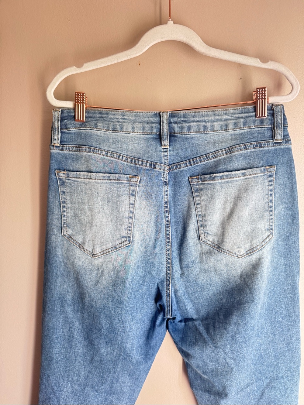 Fashion Nova Women Jeans Blue Cotton Blend High Rise Distressed Regular Denim 11 - Picture 4 of 10
